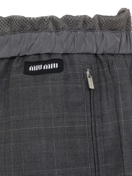 Pantaloni Miu Miu în carouri gri