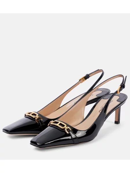 Pantofi cu toc Tom Ford din piele de lac slingback negru