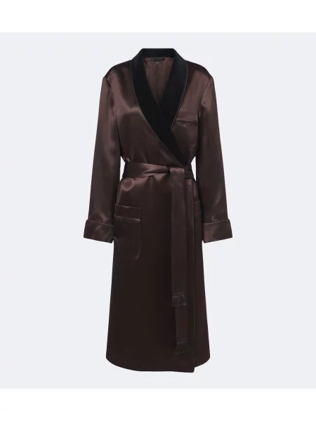 Palton Tom Ford din satin plic maro