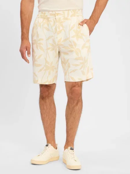 Calvin Klein Bermudy z zawartością lnu Mężczyźni len wzorzysty 30 beżowy