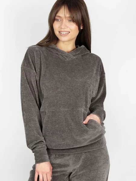 Женское велюровое худи сіра