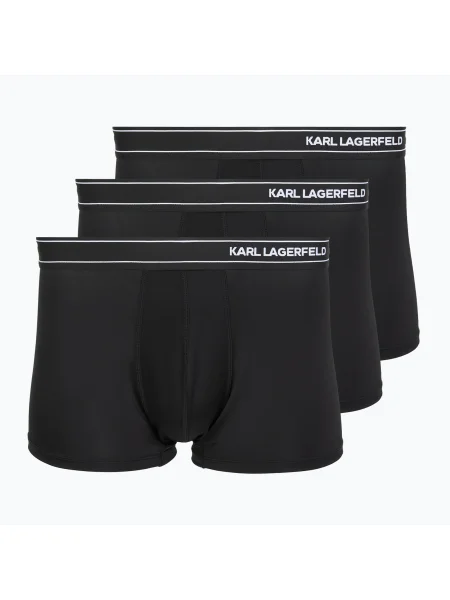 Boxeri pentru bărbați KARL LAGERFELD Stripe Logo Micro Trunk 3 perechi black negru