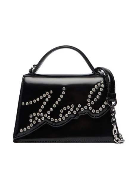 Кожена чанта Karl Lagerfeld K/SIGNATURE черно
