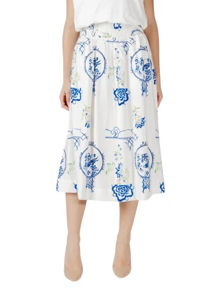 Fustă midi Ichi până la genunchi albastru