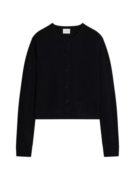 Lung cardigan Closed cu decolteu rotund negru