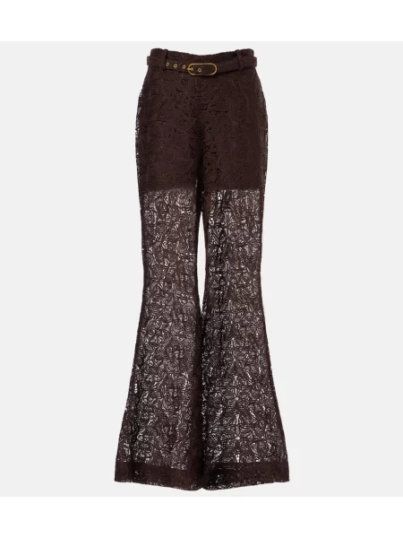 Pantaloni Zimmermann din dantelă maro