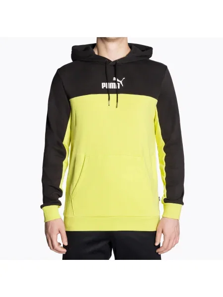 Мъжки суитшърт PUMA ESS+ Block Hoodie TR puma black/lime sheen черно