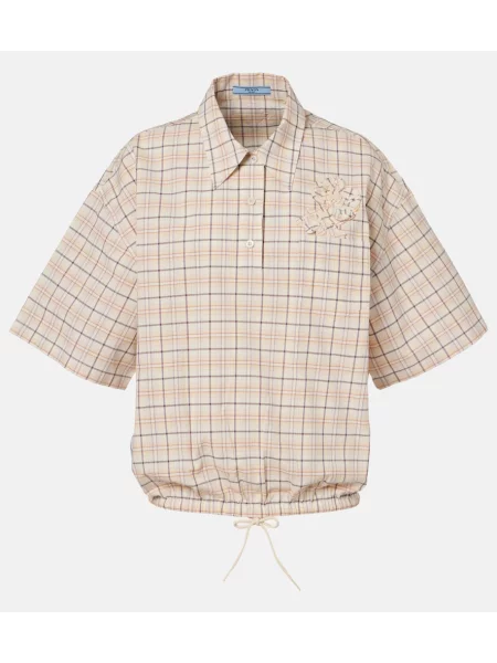 Top Prada w kratę popelinowy