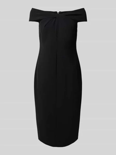Sukienka koktajlowa o długości do kolan z wiązanym detalem model ‘TAKOTA’ Lauren Ralph Lauren czarna