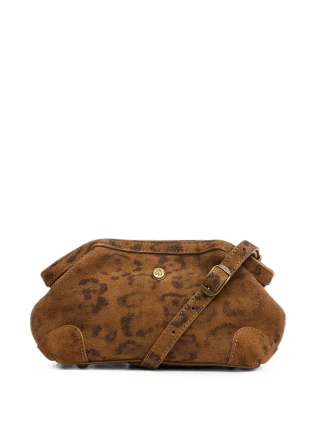 Geantă Ash din piele de căprioară cu imagine cu model leopard maro