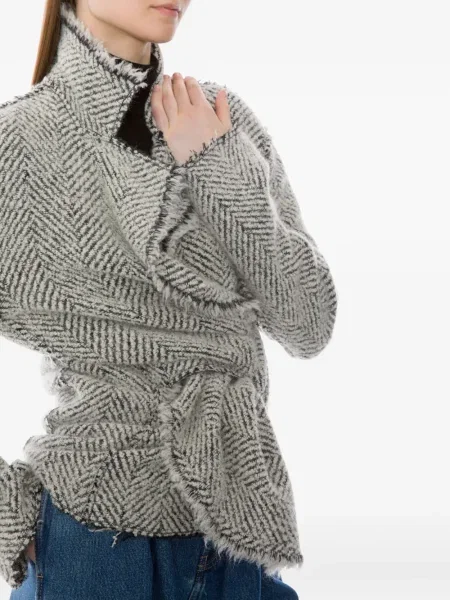 Geacă Alberta Ferretti cu model herringbone alb