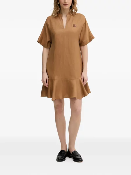 Rochie mini Karl Lagerfeld cu decolteu în V cu volane maro
