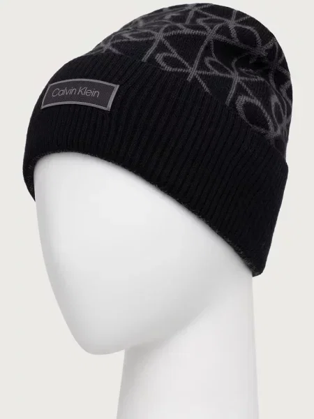Calvin Klein De lână căciulă cu adaos de cașmir negru