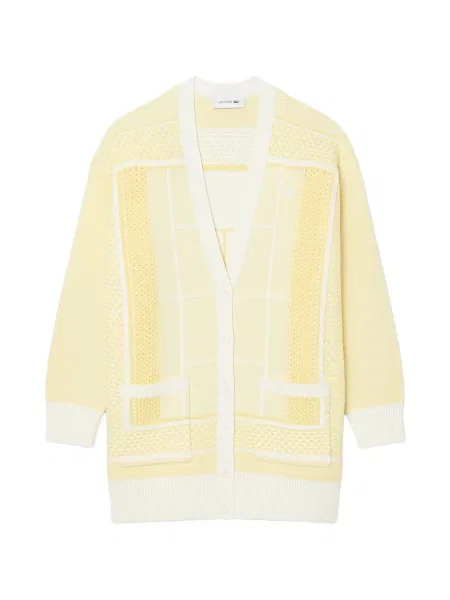 Cardigan Lacoste din jacard tenis galben