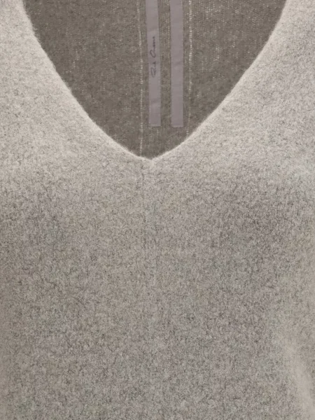 Lung pulover Rick Owens cu decolteu în V gri