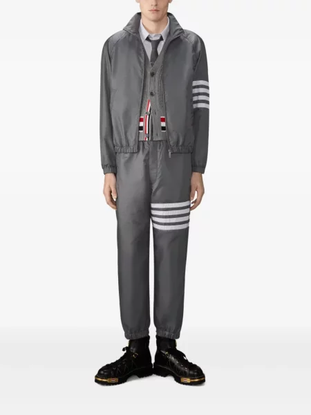 Pantaloni Thom Browne cu dungi alergare gri