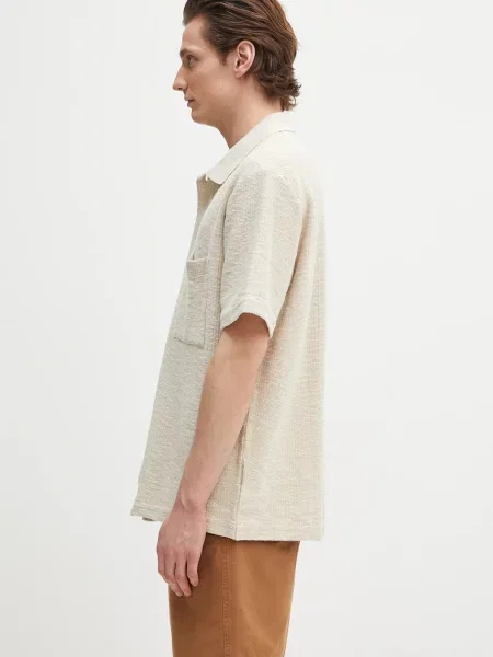 Классическая ошейниковый рубашка Norse Projects из джерси бежевая