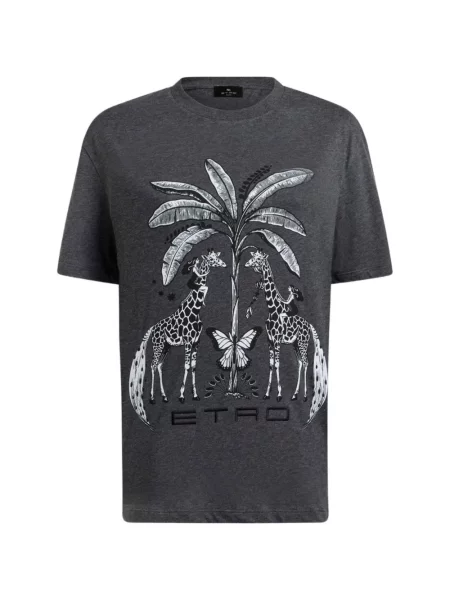 Tricou Etro cu imagine din jerseu gri