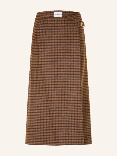 Claudie Pierlot Spódnica Flanelowa Z Efektem Kopertowym beige beżowa