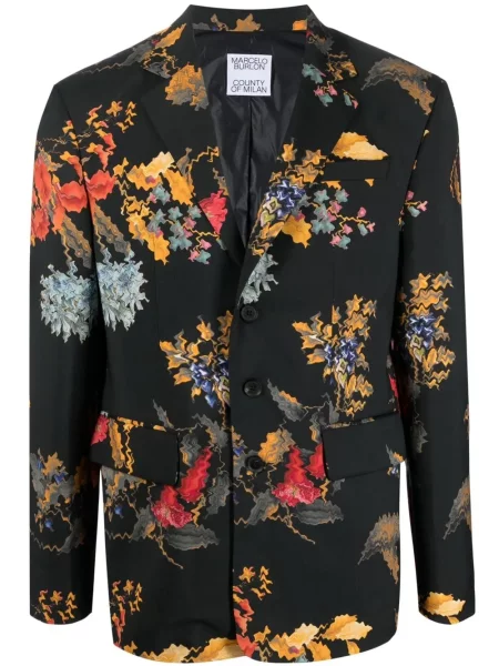 Sacou Marcelo Burlon County Of Milan cu model floral cu imagine negru