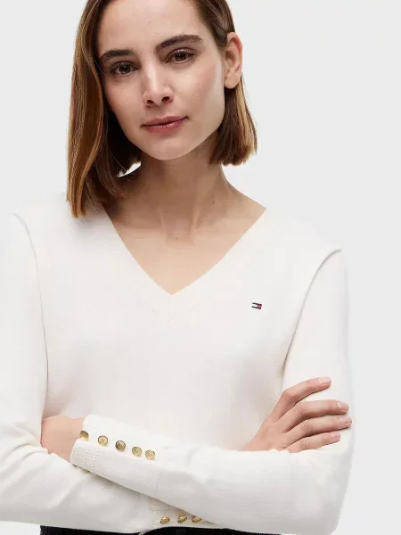 Светр Tommy Hilfiger з джерсі білий