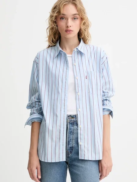 Риза Levi's дамска със свободна кройка с класическа яка синьо
