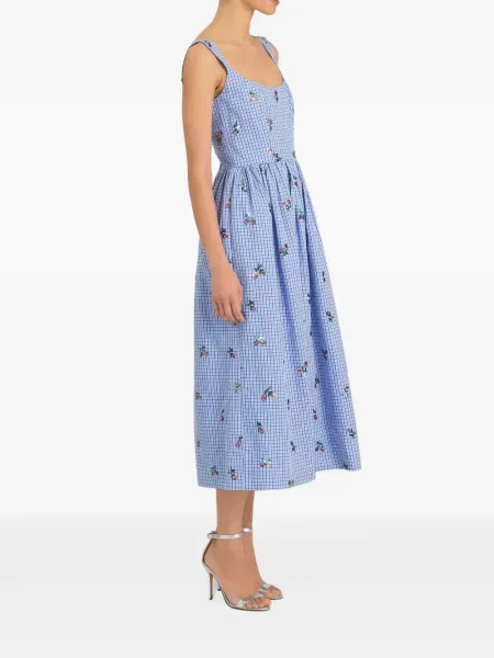 Rochie midi Markarian cu broderie albastru