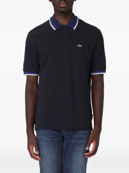 Tricou polo Armani Exchange cu broderie albastru