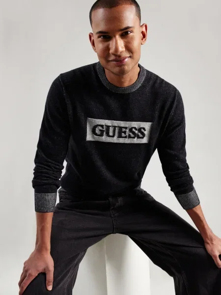 GUESS Pulover Jack gri deschis negru