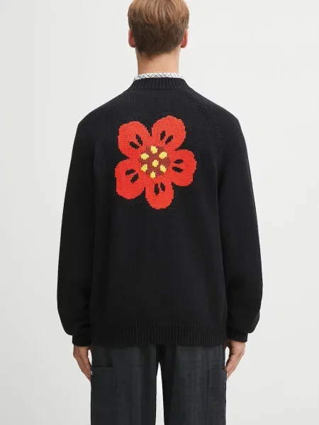 Kenzo kardigan z domieszką wełny czarny