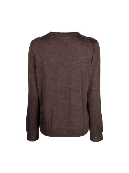 Sweter La Fileria wełniany brązowy
