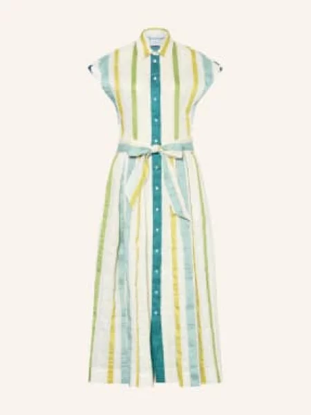 Sara Roka Sukienka Koszulowa Edrina Z Lnu weiss zielona