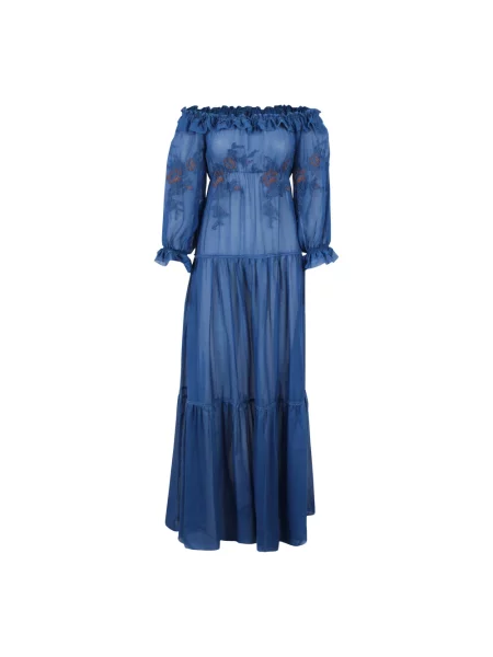 Sukienka maxi Ermanno Scervino z dekoltem w łódkę niebieska