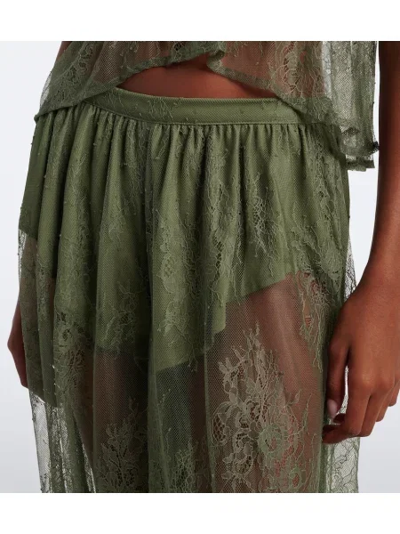 Pantaloni Bananhot din dantelă verde