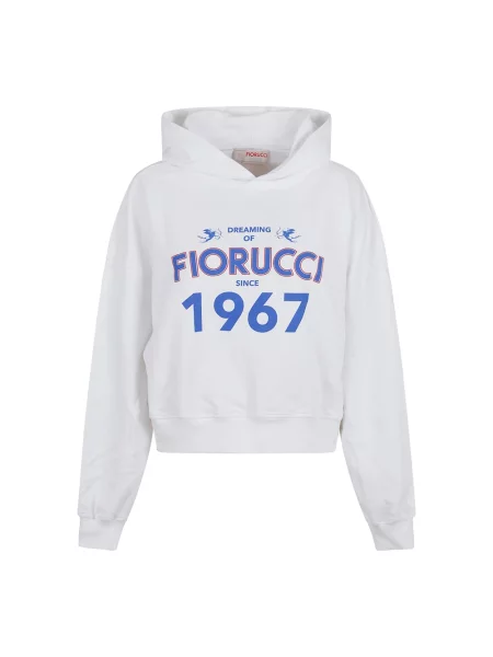 Fiorucci Bluzy Kobieta XS Crop Bluza z Kapturem i Troczkami biały