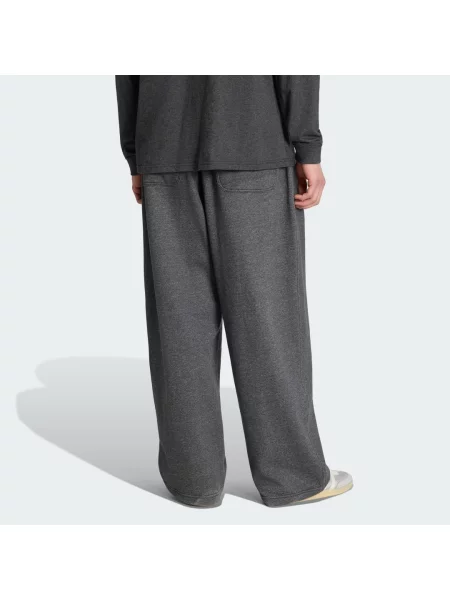 MELANŻOWE SPODNIE TREFOIL ESSENTIALS TYPU BAGGY BEZ MANKIETÓW szare