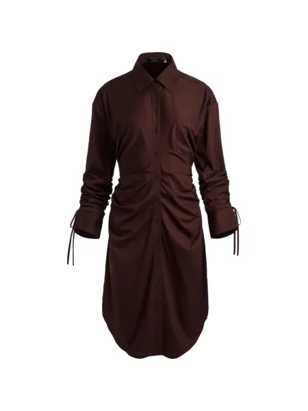 Rochie tip cămașă Alice + Olivia cu volane cu legături maro