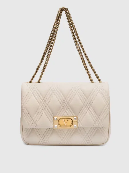 Шкіряна сумка-месенджер QUILTIE 67 Valentino бежева