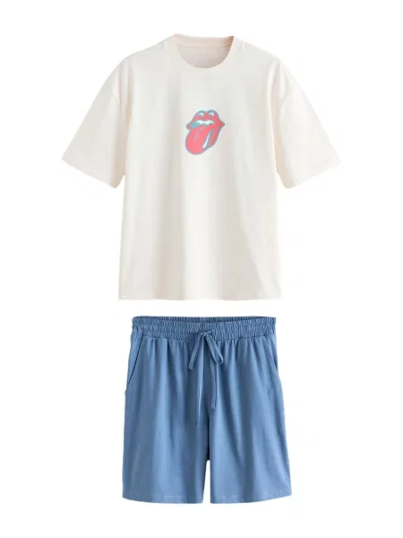 Next Pijama scurtă The Rolling Stones bleumarin / turcoaz / roz zmeură alb