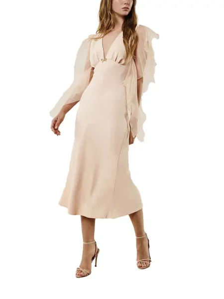 Sukienka midi Pronovias Party Edit z falbankami do kolan garniturowa