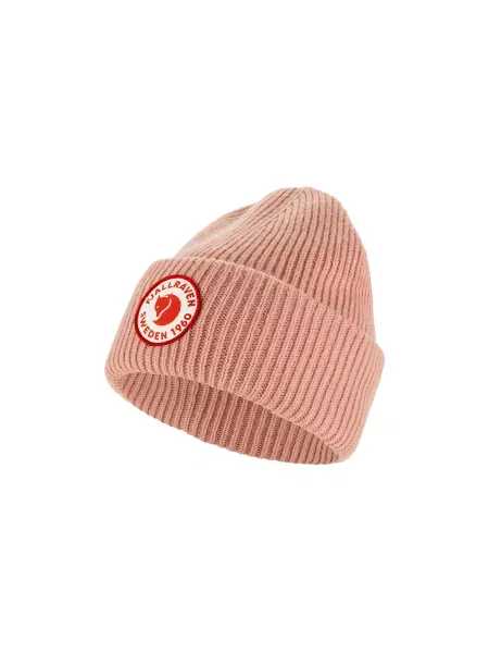 Fjallraven czapka Logo z grubej dzianiny wełniana różowy
