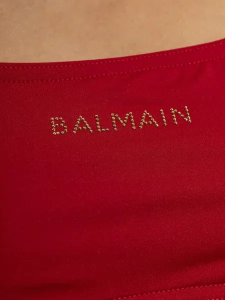 Bikini Balmain cu gât halter cu autograf roșu