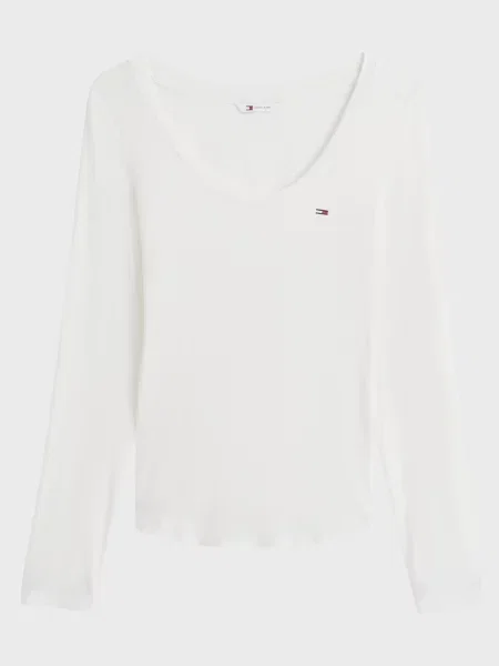 Лонгслив Tommy Jeans без косточек белый