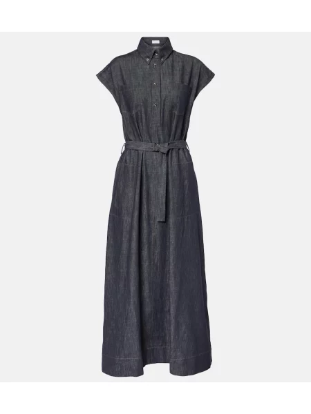 Rochie din denim Brunello Cucinelli de costum albastru