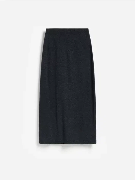 Reserved Fustă midi cu lână gri-închis gri