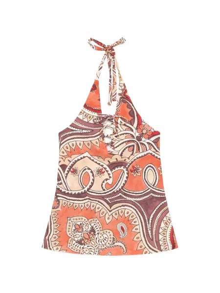 Top Maliparmi cu imprimeu geometric portocaliu