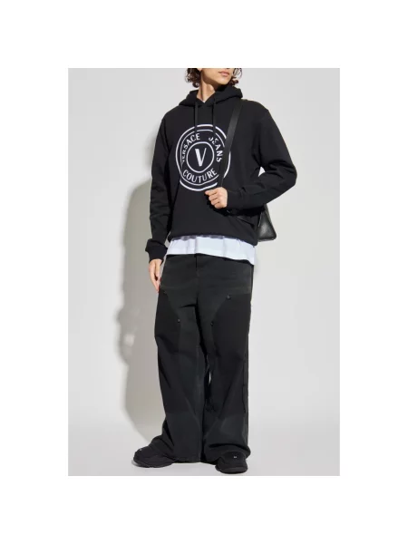 Bluza z kapturem Versace Jeans Couture z logo czarna
