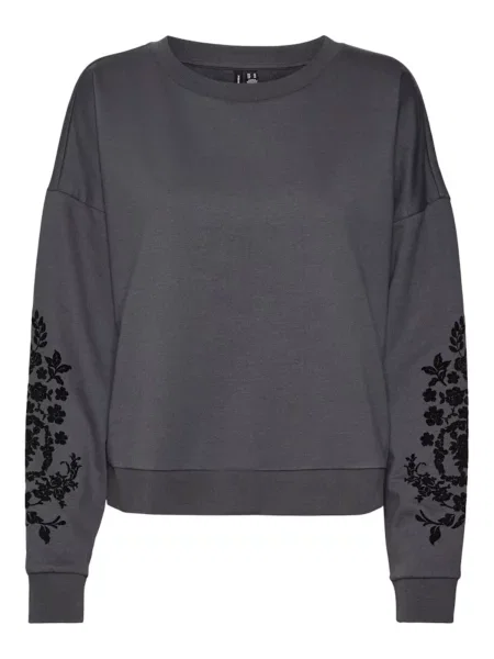 VERO MODA Mikina VMHELEN TRINA tmavě šedá černá