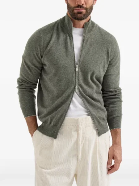 Cardigan Brunello Cucinelli din cașmir verde