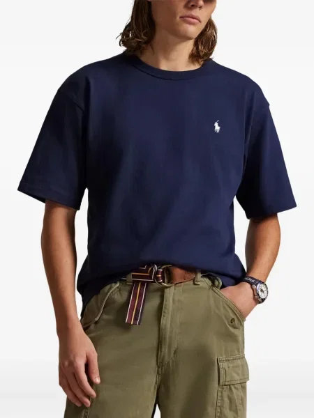 Dlouhá pruhovaná s límcem kšiltovka Polo Ralph Lauren modrá